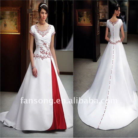 Vestidos de novia blanco con rojo