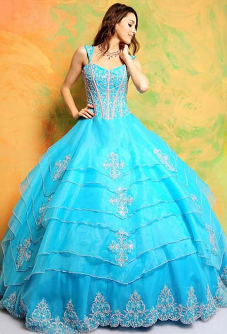 Vestidos de xv años azul turquesa