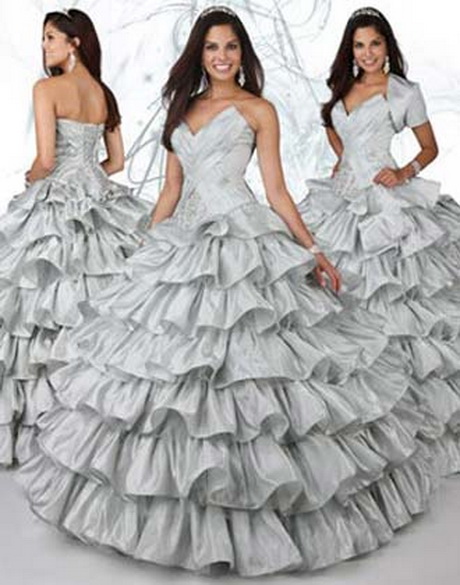 Vestidos de xv años plateados