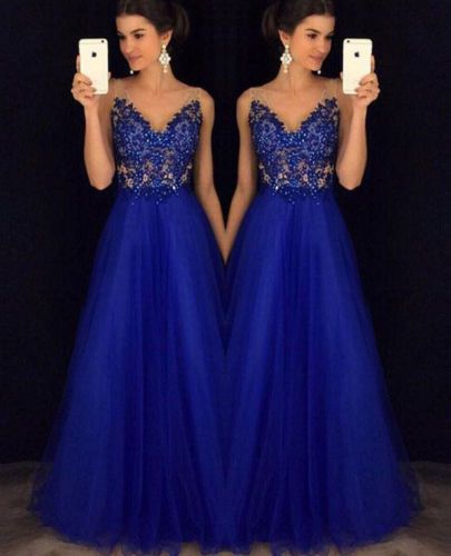 Vestidos de damas en azul