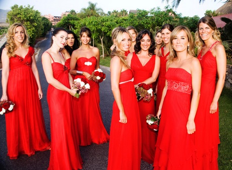 Vestidos para damas de boda color rojo