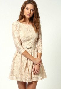 Vestidos beige de encaje