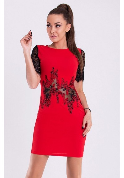 Vestidos de encaje rojo con negro