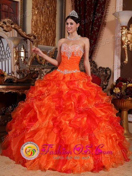 Orange quinceanera dresses