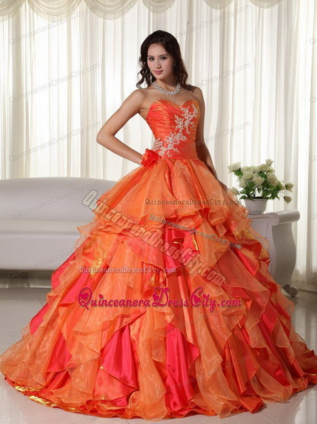 Orange quinceanera dresses