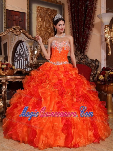 Orange quinceanera dresses