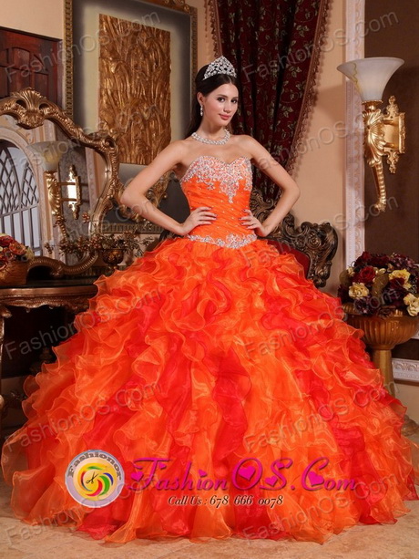 Orange quinceanera dresses