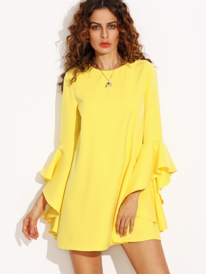 Vestido amarillo manga larga