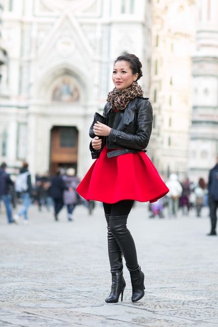 Vestido rojo chaqueta