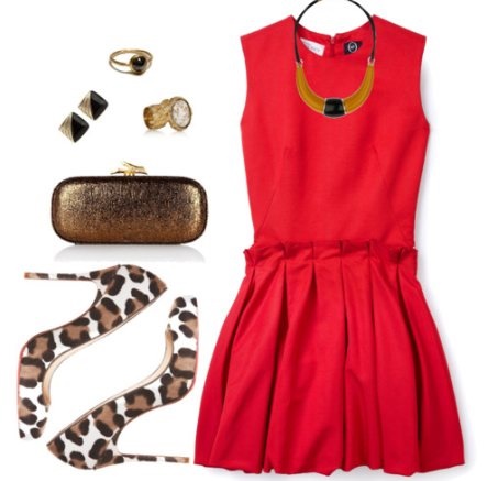 Vestido rojo corto fiesta complementos