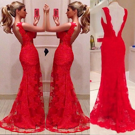 Vestidos de encaje rojo 2017