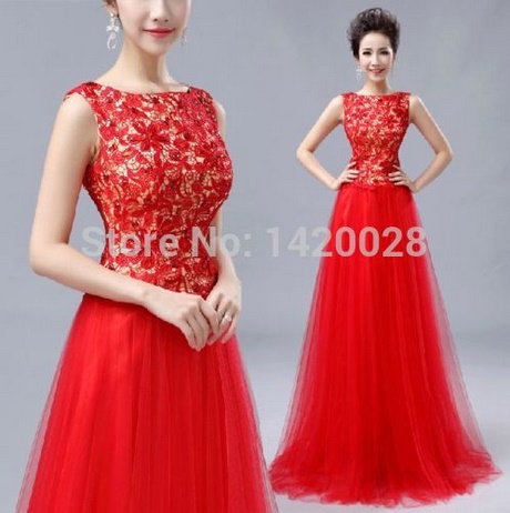 Vestidos de fiesta rojos de encaje