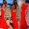 Vestido rojo ajustado largo
