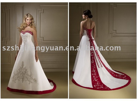 Vestido de novia blanco con rojo
