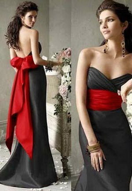 Vestido negro con rojo