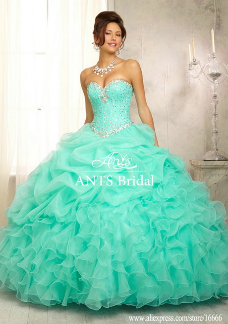 Vestidos de 15 años color verde agua