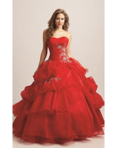 Vestidos de 15 años rojo con dorado