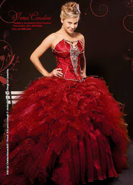 Vestidos de 15 años rojo con dorado