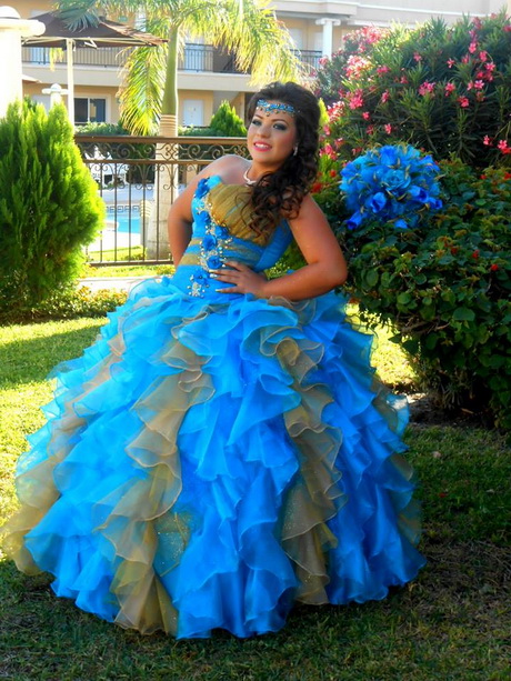 Vestidos de xv años azul turquesa