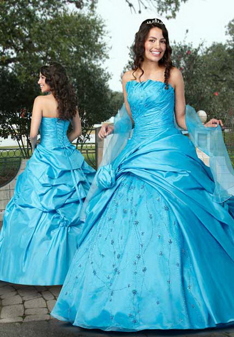 Vestidos de xv años azul turquesa