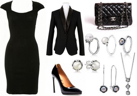Vestido negro con accesorios