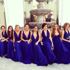 Vestidos de dama azul