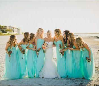 Vestidos de damas de honor azul turquesa