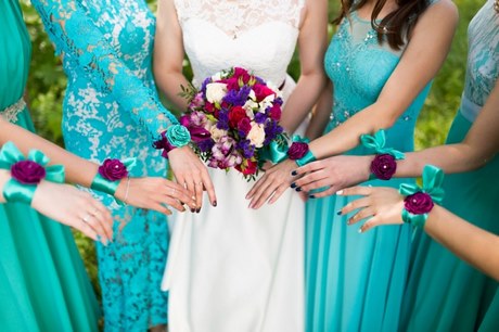 Vestidos de damas de honor azul turquesa