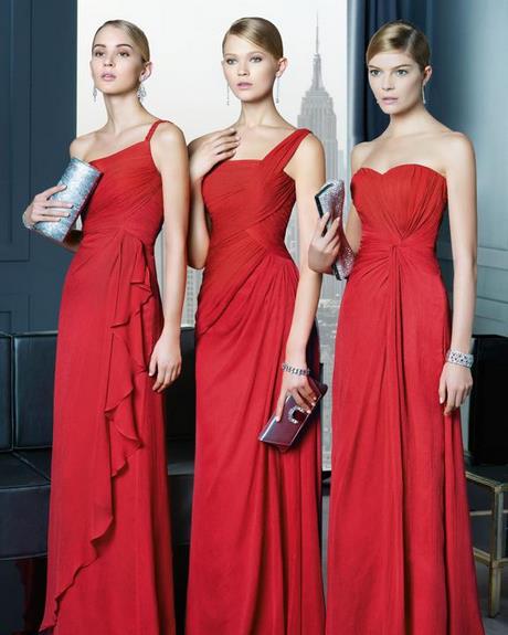 Vestidos de damas de honor rojos