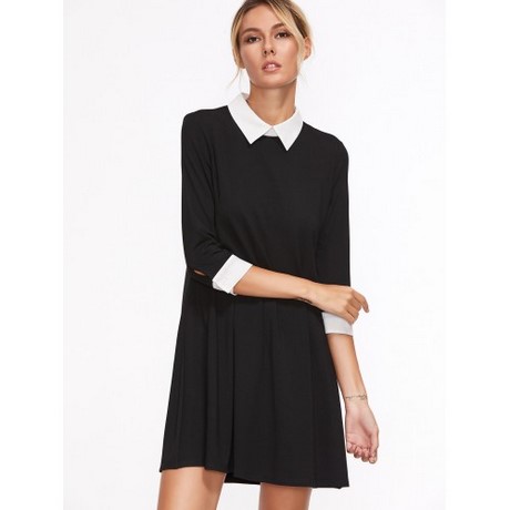 Vestido negro con cuello camisero