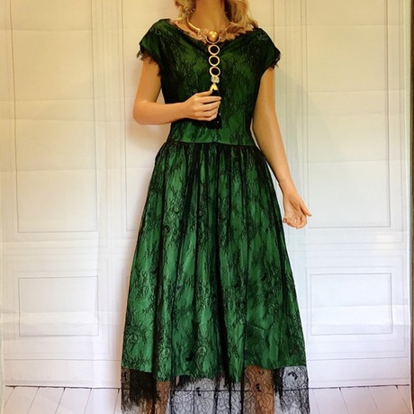 Vestido verde con negro