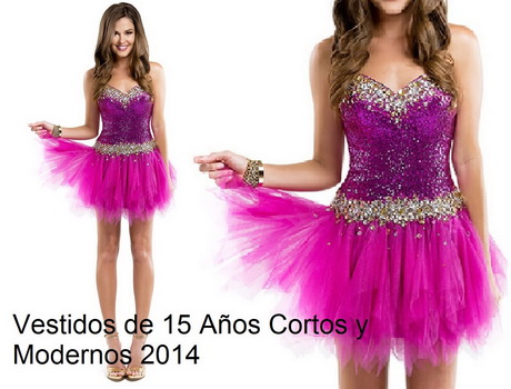 Vestidos modernos de 15 años cortos