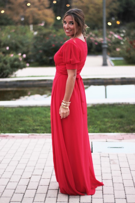 Vestido boda rojo largo