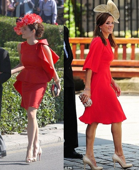 Vestido rojo corto boda dia